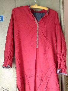 Elegant Red Kurta With A Palazzo Set