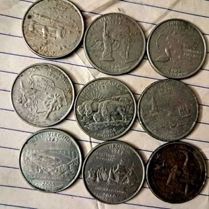 9 Commemmorative USA quarters