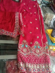 Red Embroidered Salwar Kameez Suit
