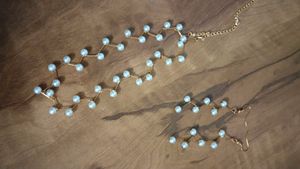 Beaded Gold Necklace & Earring Set