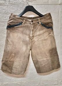 Mens Beige Denim Shorts Size 30 Inches