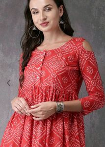 Anouk Red Bandhani A-line Kurti