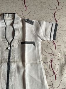 White Grey Kurta Pyjama Set