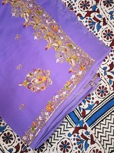 Heavy Hand Work Saree With Blouse