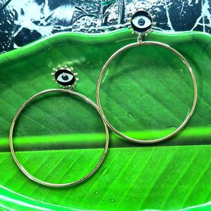 Evil eye Hoop Earrings With push back closure