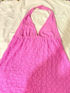 Beautiful Pink Halter Lace Top