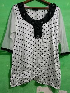 Like New Satin Kurta With Net Sleeves
