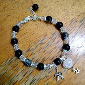 Beaded Silver Eclipse Charm Bracelet