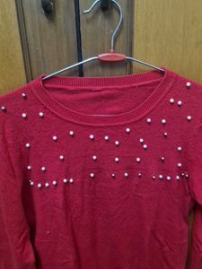 Red Beaded Sweater