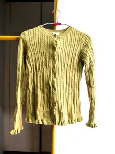 Green Knit Cardigan Sweater