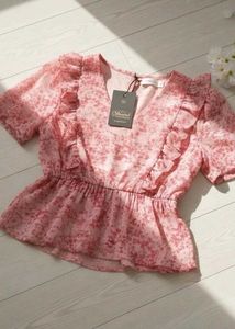 Floral Pink Peplum Top