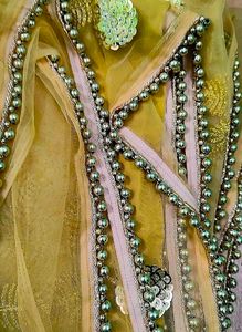 Partywear Golden Beaded Saree With Blouse