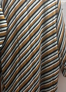Striped Brown & Blue Midi Dress
