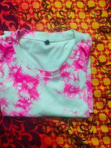 Tie Dye Pink White Casual Tshirt