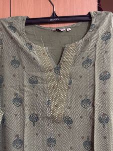 Green Printed Kurta