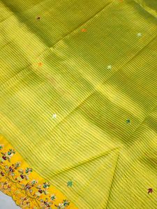 Yellow Embroidered Pure Silk Saree💛