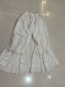 White Embroidered Palazzo Pants