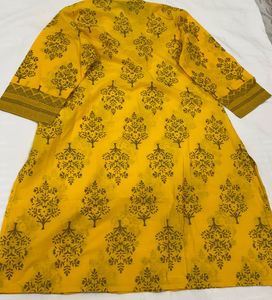 Yellow Printed Kurta