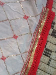 Punjabi White Red Kurta Set