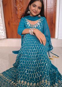 Blue~Green 3piece kurta set(Size~L)