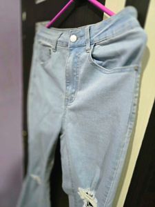Women Ripped Flare Leg Jeans