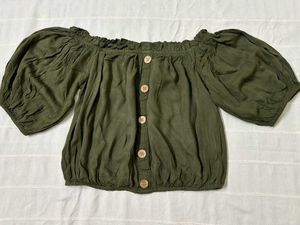 Olive Green Off-Shoulder Top