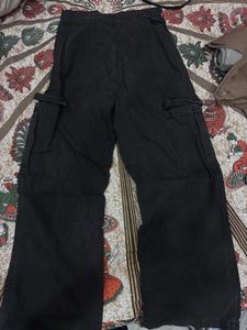 Wide Leg Cargo Pants (carbon black)