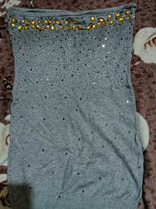 Gray Embellished Tube Top