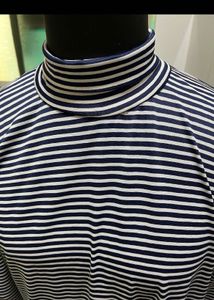 Striped Mock Neck Tunic Top