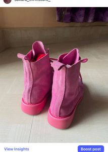 Pink Suede Ankle Boots