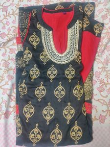Double Layer Anarkali With Embroidered Neck (xxl)