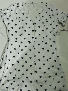 ONLY brand White Dress With Black Hearts