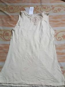 LARS Cream Embellished Tank Top