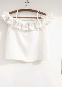 Cute Off Shoulder Frill Top