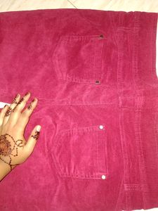 Beautiful Velvet Jeans With Hot Pink Colour
