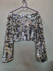 H&M Silver Sequin New Top With Tag - Never Worn