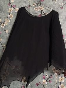 Black Poncho Style Top