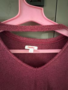 Burgundy V-Neck Top