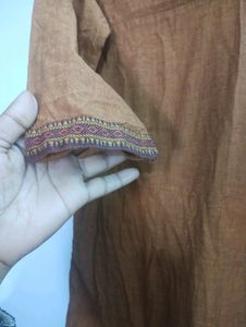 Fabindia Rust Orange Cotton Kurta(Women)