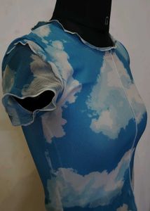 Cloud Print Sheer Crop Top