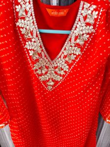 Lehariya Orange  Gotta Patti Embroidered Kurta