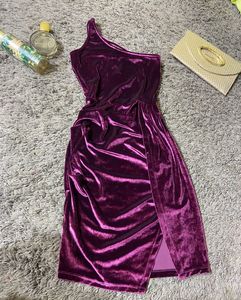 Velvet Slit Mini Dress