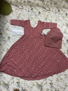 Mauve Embroidered Anarkali Kurta Set