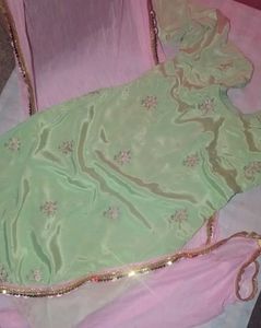 Creap Silk Green Suit+Dupatta