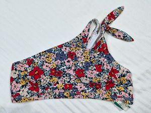 Floral One-Shoulder Tie Tank Bralette