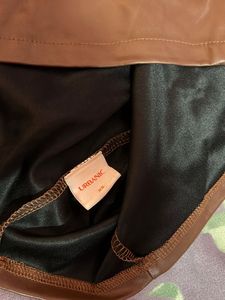 Brown Faux Leather Mini Dress