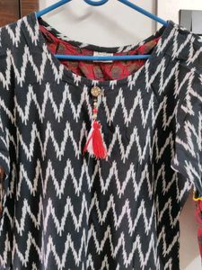 Black Ikkat Kurti Less Used