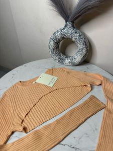 Peach Crop Top with Long Sleeves