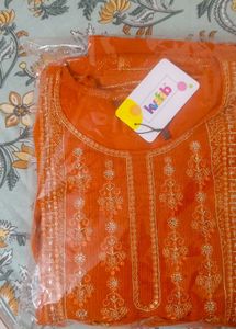 Rust Embroidered Kurta Set