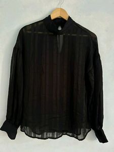 Chic Black Sheer Top